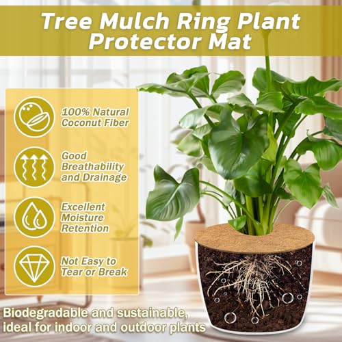 Legigo 4 Pack Coconut Fiber Mulch Ring Tree Plant Protector Mat, 11.8 Inch - color: 4 Pack, size: 11.8 Inch