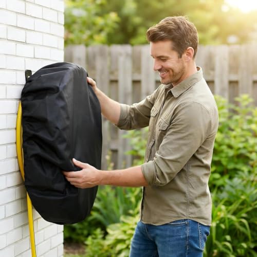 Hose Cover - Garden Hose Reel Cover(Fits 5/8" x 50-100ft), Protect & Extend Life, Sun-Proof, Waterproof, Dustproof, Heavy Duty 420D Oxford Spun Cloth, Double-sided Material, Hose Covers for Outside