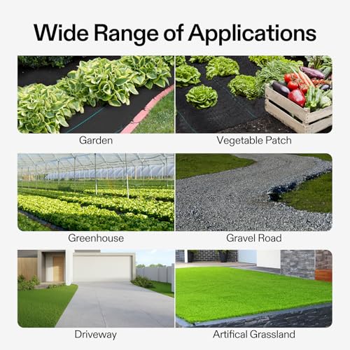VIVOSUN Premium Weed Barrier Landscape Fabric Heavy Duty, 1.5ftx50ft 5oz Double-Layered Weed Control Mat with High Permeability, Commercial Ground Cover, Easy Set up & Superior Weed Control - size: 1.5x50FT