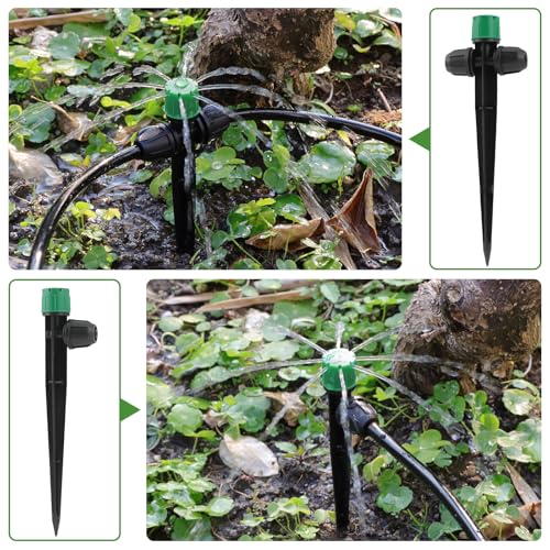 35PCS Double-Head Drip Irrigation Emitters Drippers for 1/4" Tubing (Green) - color: Green Double-head Locked Dripper