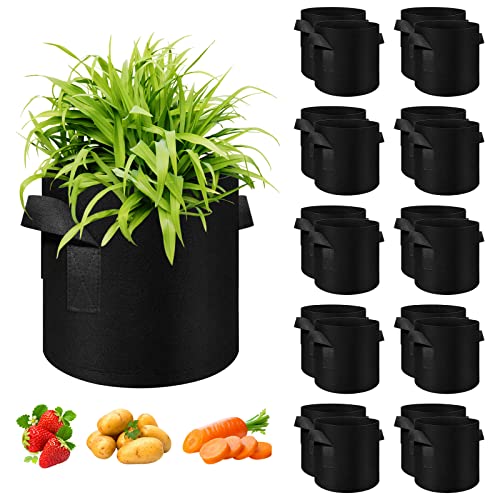 10 Gallon Grow Bags, Black Fabric Pots with Handles(20 Pack) - color: 20 Pack