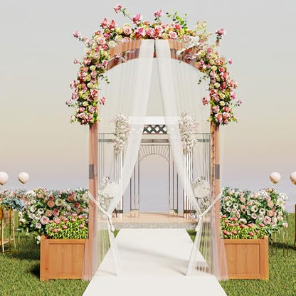 Giantex Garden Arbor with Planter Boxes, Wooden Arch with Trellis and Raised Garden Bed for Climbing Vine Plants Vegetables Herbs, Decorative Arbor Archway for Wedding, Ceremony, Party (Orange)
