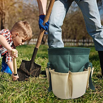 Multifunction Garden Tools Bucket Bag with Pockets Bucket Tool Organizer Gardening Organizer Tote Garden Harvest Bucket Bag Vegetables Picking Bag (Green) - color: Green