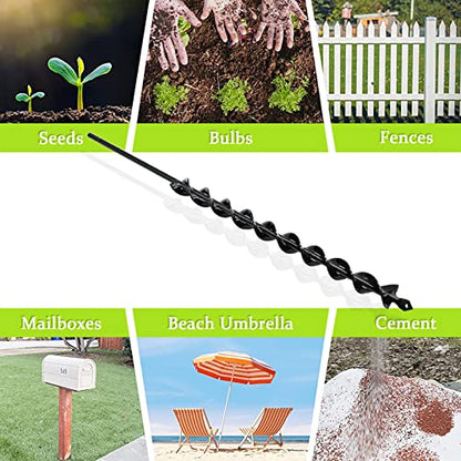 TCBWFY Auger Drill Bit for Planting 1.6x16.5inch Extended Length Garden Auger Spiral Drill Bit,TCBWFY 24 Inch Auger Drill Bit for Planting - 1.2"x24" Long Handle Easy Planter Garden Auger