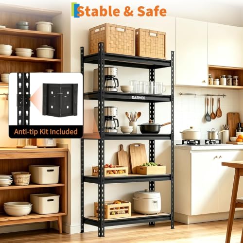 Heavy Duty 5-Tier Storage Shelves, 2204 lbs, 30" W x 12" D x 60" H - size: 60" H x 30" W x 12" D