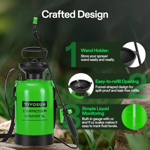 VIVOSUN 1.35-Gallon Pump Pressure Sprayer (Pack of 2) - color: Green, size: 1.35 Gallons (Pack of 2)