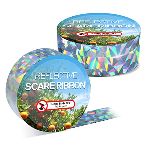 Bird Scare Tape Ribbon(524FT) - Reflective Tape for Birds - Keep Birds Away Outdoor - Scare Tape for Bird Control - Double Side Ribbon, Scare Geese, Pigeon, Duck, Woodpecke- Yard Decoration