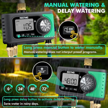 RESTMO 4-Zone Sprinkler Timer, Programmable Water Timer for Garden Hose - size: 4 Zone