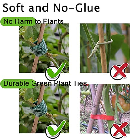 32.8 Feet Green Garden Tape Plant Ties for Climbing Plants 1/2'' Wide Gardening Plant Ties Strap to Support Plants, Reusable Plant Tape Garden Ties for Vines, Tomatoes(32.8feet) - size: 32.8ft