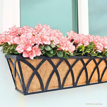 LaLaGreen 48" (4 Pack, Rectangular) Coco Liners for Window Box Planter–Extra Large Trough Coir Husk Fibre Replacement for Hanging Basket, Flower Pot, Garden Outdoor Use–Multiple Sizes & Shapes - size: 48'' x 4 pack