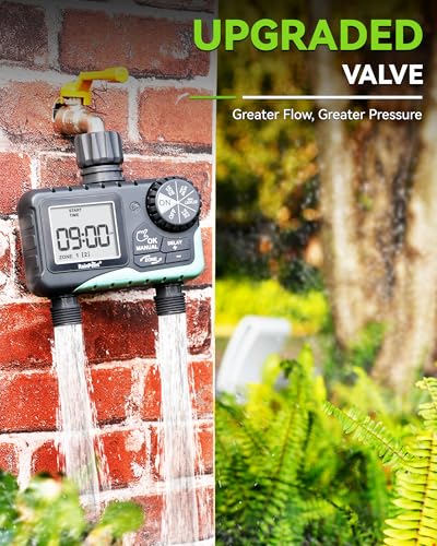RAINPOINT Water Timer for Garden Hose - 2 Zone Sprinkler Timer with Rain Delay/Manual Watering/Automatic Irrigation for Yard Lawn - color: Blue