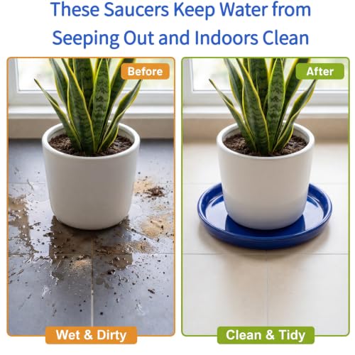 Ceramic Plant Saucer, 11.4 inch, Falling Blue - color: Falling Blue