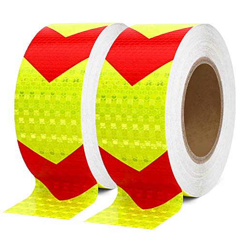 SEVEN SPARTA Arrow Reflective Tape for Trailers, Red/Yellow, 2in x 100ft - color: Red and Yellow