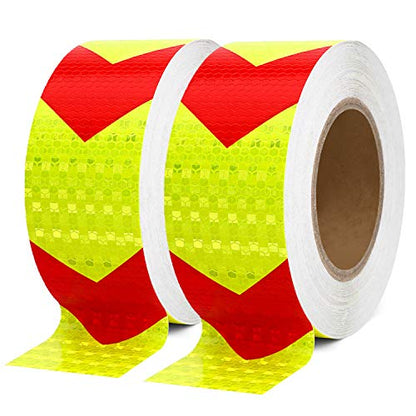 SEVEN SPARTA Arrow Reflective Tape for Trailers, Red/Yellow, 2in x 100ft - color: Red and Yellow