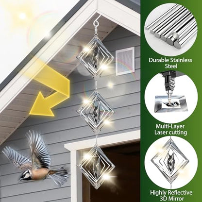 CHONOVO 12 Discs 4 Set Bird Deterrents for Outside, Wolf Wind Spinner - size: Wolf (12 Discs 4 Pcs)