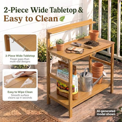 YEFU Potting Table, All-Weather Resistant,Teak - color: Teak, size: Classic
