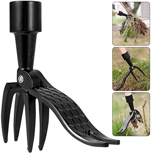 Stand Up Weeder Manual Weed ,Remover Weed Puller Tool with Foot Plate for Removing Weeds -Black Aluminum Lever Head Weed Puller, Garden Weeder Root Remover Tool(Without Pole)