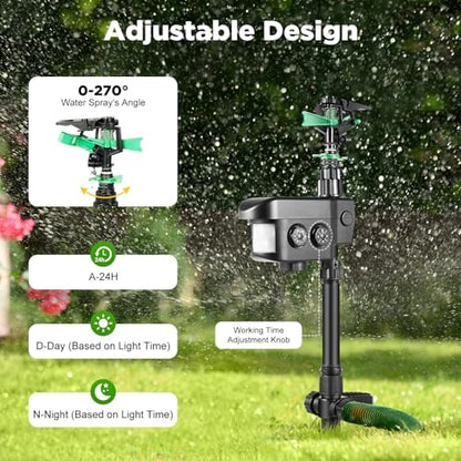 Motion Activated Sprinkler to Deter Animal Cat, Birds, Dogs Repellent Outdoor Lawn, Solar Animal Water Spray Repeller with Motion Sensor for Yard, Garden, Lawn and Orchard