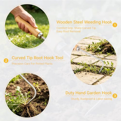 Crack Weeder Crevice Weeding Tool | Stainless Steel L-Shape Single-Claw Hook | Crevice Weed Remover | Patio Crack Weeder - size: 9.5"Crack Weeder