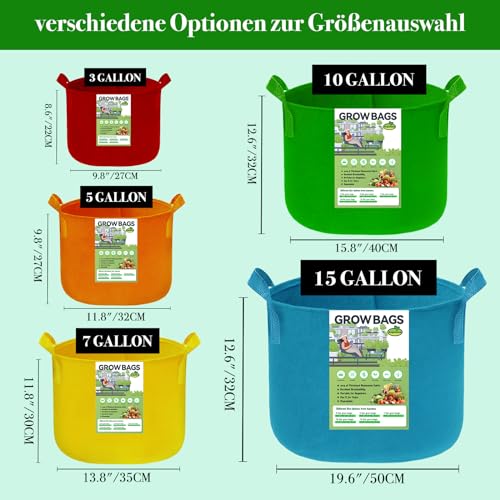 7 Gallon Grow Bags, Colorful Fabric Plant Grow Bags - size: 7 Gallon