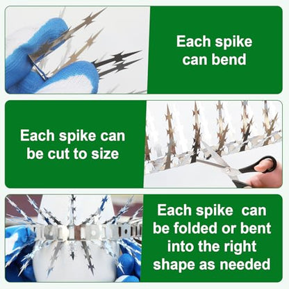 Bird Spikes for Outside 48 Pack 48 FT Stainless Steel Deter Pigeon Squirrel - size: 48 FT