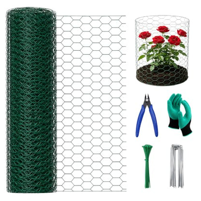16in x 16.4ft PVC Coated Chicken Wire Mesh Fence - size: 16.4Ft x 16In