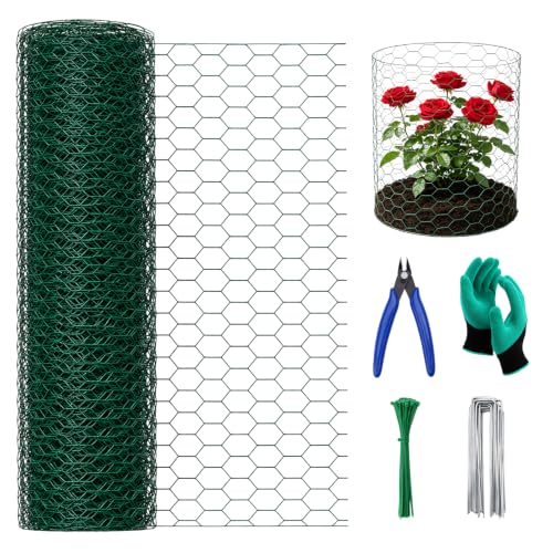 16in x 16.4ft PVC Coated Chicken Wire Mesh Fence - size: 16.4Ft x 16In