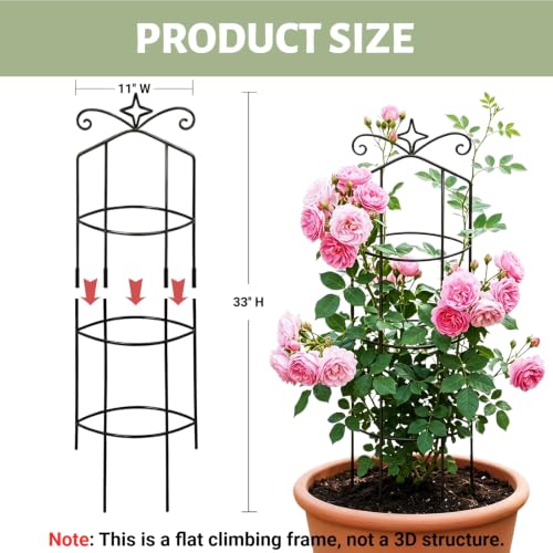 Plant Trellis for Climbing Plants Indoor 2Pcs Small Garden Trellis for Potted Plants Sturdy Metal Houseplant Support 33in Taller Plant Trellis for Monstera pothos lvy Vine