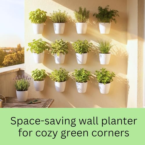LaLaGreen Wall Planter for Indoor Plants (5in, 10 Pack) White Self-Watering - size: 5" (12.5 cm)