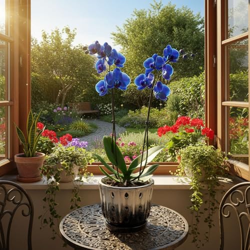 Ceramic Orchid Pot with Hole 6'' Orchid Planter (Cream Over Black) - color: Cream Over Black