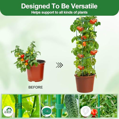 Lezmarket 3 Pack Tomato Cages for Garden, Tomato Trellis for Raised Garden Bed with Plant Clips and Twist Ties for Climbing Plants, 43 inches - size: 3 Pack
