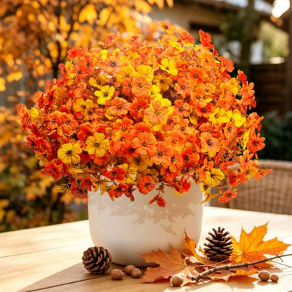 Grunyia 20 Bundles Artificial Outdoors Flowers (Yellow Orange) - color: Yellow Orange