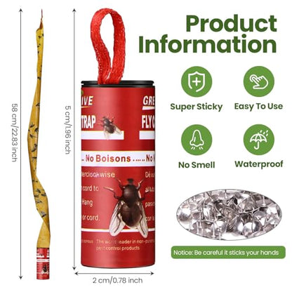Qualirey 160 Pack Fly Strips Sticky Hanging Indoor Outdoor,Red - color: Red