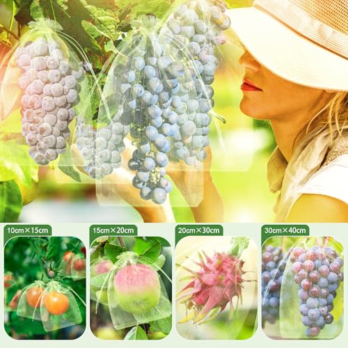SATINIOR 160 Pcs Multi‑Size Fruit Protection Bags Green Netting Bags