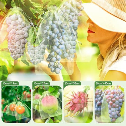 SATINIOR 160 Pcs Multi‑Size Fruit Protection Bags Green Netting Bags