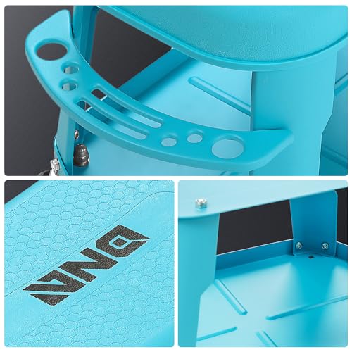 DNA Motoring Removable Rolling Garage Stool with Seat Cushion & Tool Tray Plate, 300lbs Max Weight Capacity, Blue, TOOLS-00479 - color: Blue