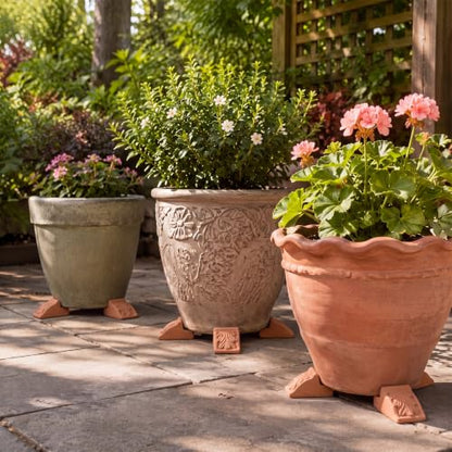 LemonRoad 12 Set Terra Cotta Cement Pot Feet for Outdoor Planters, Leaf - style: Leaf