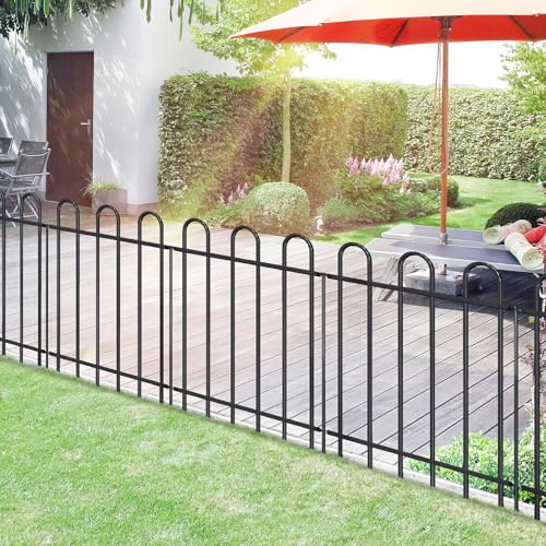 30” x 16’ Outdoor Metal Garden Fence, No-Dig Dog Fence Panels with Stakes - size: Multi Arch 30″H x 16ft (8Panels)