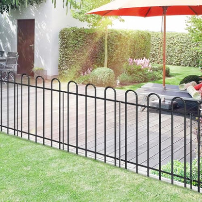 30” x 16’ Outdoor Metal Garden Fence, No-Dig Dog Fence Panels with Stakes - size: Multi Arch 30″H x 16ft (8Panels)