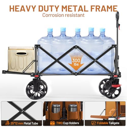Timber Ridge 47" L Collapsible Wagon with Tailgate & Brake - color: Orange