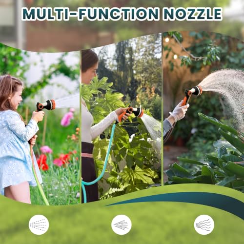 Garden Hose Nozzle,Water Hose Sprayer Thumb Control with 10 Spray Patterns - color: Orange