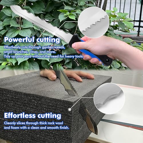 Insulating knife - sod knife, 7.87inch stainless steel blade, suitable for cutting insulating rock wool, Thermal insulation wool - color: short blue