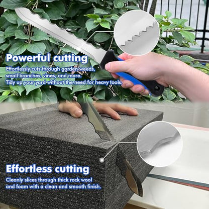Insulating knife - sod knife, 7.87inch stainless steel blade, suitable for cutting insulating rock wool, Thermal insulation wool - color: short blue