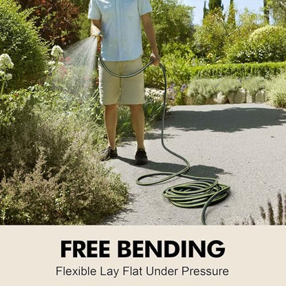 Flexible Short Leader Garden Hose 15ft, 5/8" Hybrid Rubber Hose Heavy Duty - color: Black, size: 15ft 5/8"