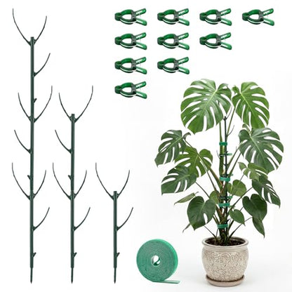 6 Pack Stackable Monstera Plant Support Stakes, Plant Stakes for Indoor Plants & Outdoor Use, Pothos Plant Climber Support for Monstera, Philodendron, Climbing and Potted Plants