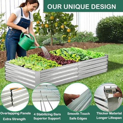2-Pack Galvanized Raised Garden Bed 8x4x1ft - size: 8x4x1ft (2 pcs)