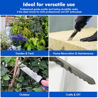 Insulating knife - sod knife, 7.87inch stainless steel blade, suitable for cutting insulating rock wool, Thermal insulation wool - color: short blue
