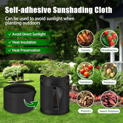 5 Pcs 10 Gallon Visible Potato Grow Bags with Shading Flap & Harvest Window