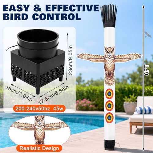 6 ft Pool Bird Deterrent Device, Reflective Duck Deterrent - style: Owl
