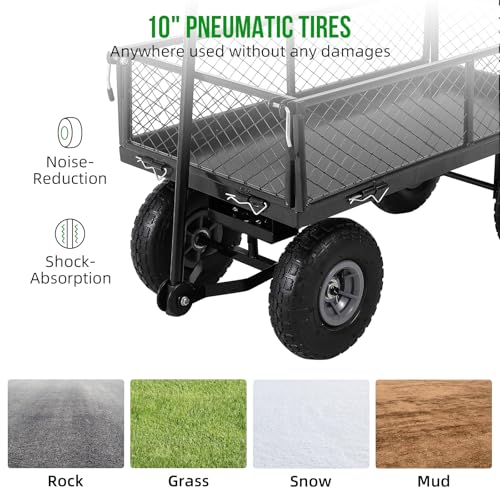 Steel Garden Cart, 440 Lbs Utility Wagon with Removable Liner-Black - color: Black